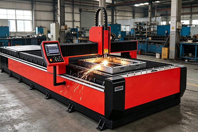 CNC cutting operation producing chips on a metal workpiece