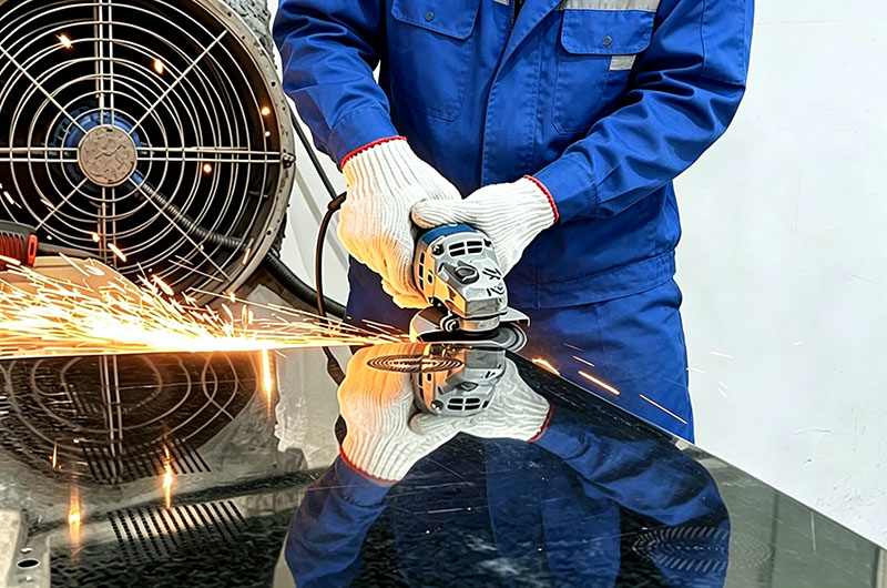 Surface preparation by blasting and grinding before marking